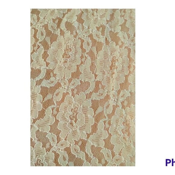 Cute Y2K Midi/ Mini Dress Lace & Chiffon Champagne Peach A-line Dress Barbiecore - Picture 11 of 16